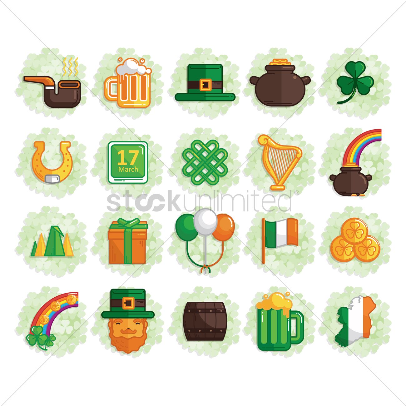 1300x1300 Set Of St Patrick's Day Icons Vector Image