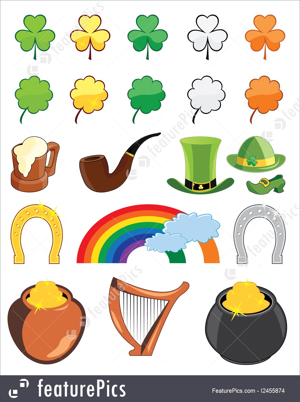 1040x1392 St Patrick's Day Icon Set Illustration