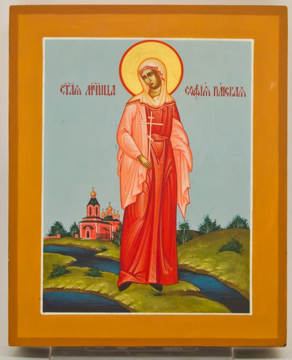 570x703 Russian Orthodox Icon Saint Sophia Hand Painted Icon Size Etsy