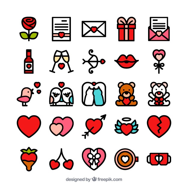 626x626 Lovely Saint Valentine Icons Vector Free Download