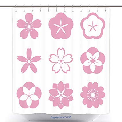 425x425 Vanfan Durable Shower Curtains Cherry Blossom Icon Set