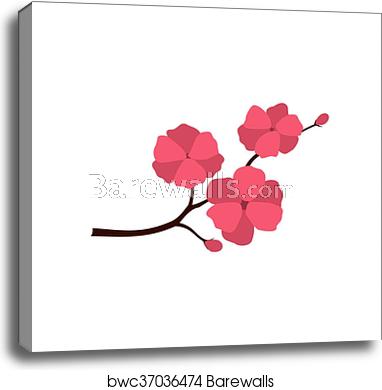 382x390 Sakura Icon, Flat Style, Canvas Print Barewalls Posters Prints
