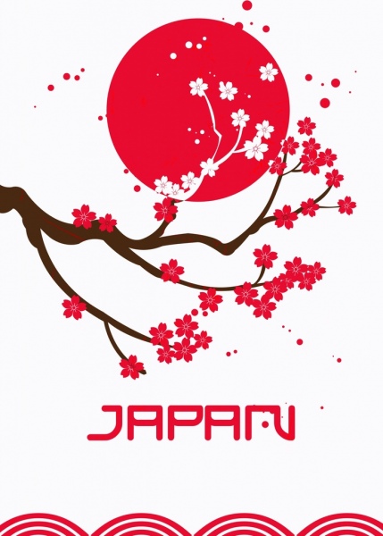 429x600 Japan Background Sakura Red Sun Icons Decor Free Vector In Adobe