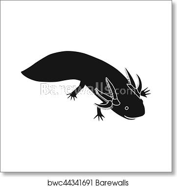 362x382 Mexican Axolotl Icon In Black Style Isolated On White Background