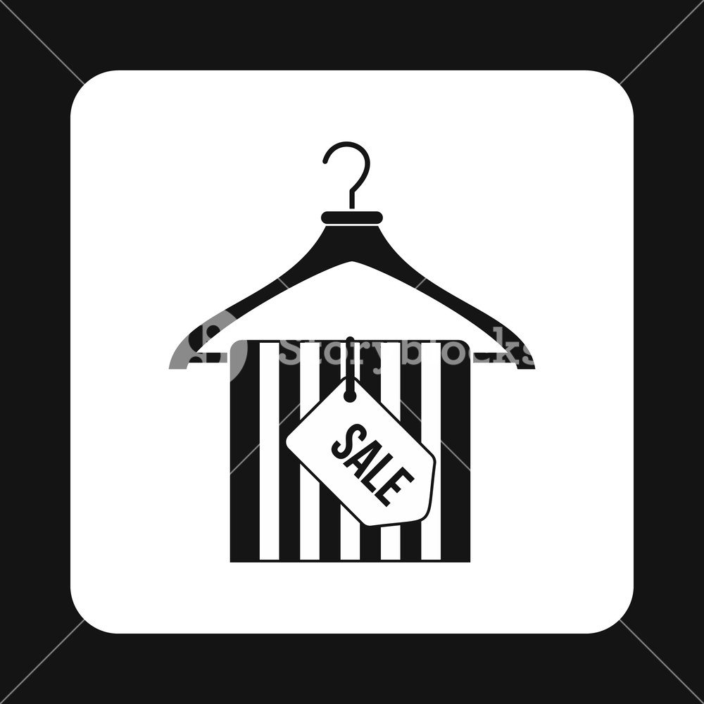 1000x1000 Coat Hanger With Scarf And Sale Tag Icon In Simple Style