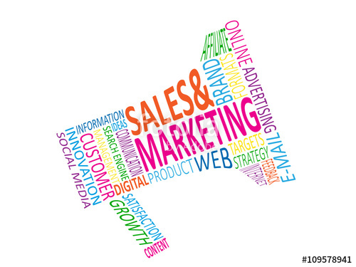 500x375 Sales Marketing Vector Tag Cloud With Loudspeaker Icon Stock