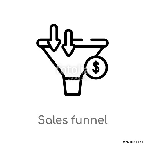500x500 Outline Sales Funnel Vector Icon Isolated Black Simple Line