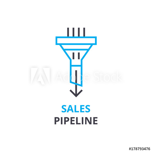 500x500 Sales Pipeline Concept Outline Icon, Linear Sign, Thin Line