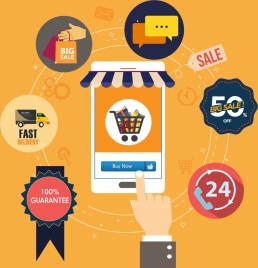 258x268 Sales Promotion Banner Ui Phone Icons Circle Design Vectors Stock