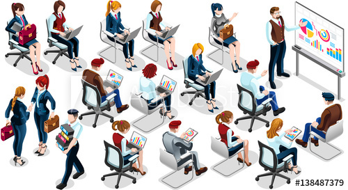 500x273 Trendy Isometric Group Isolated Bank Business People Employee
