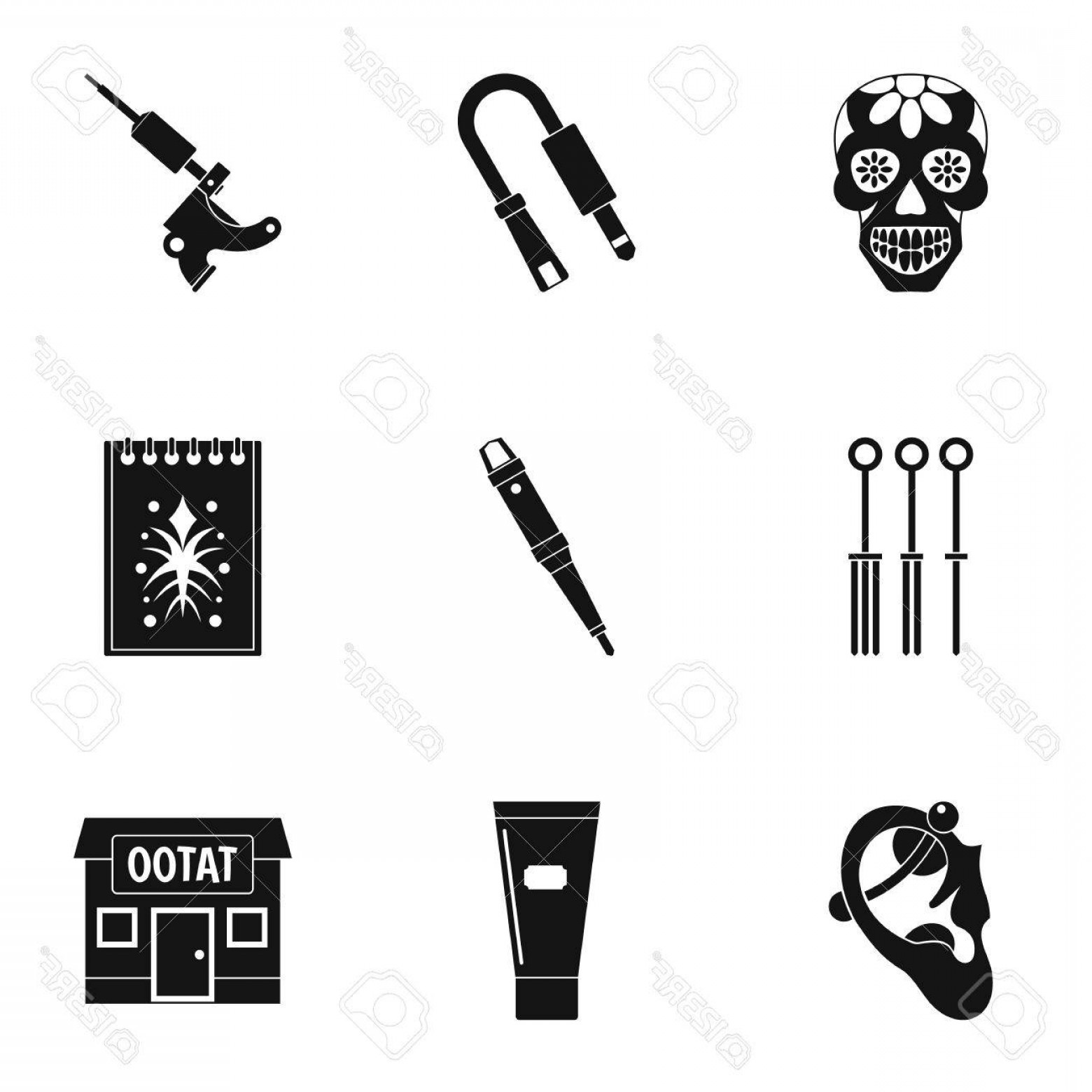 1560x1560 Photostock Vector Tattoo Salon Icon Set Simple Set Of Tattoo Salon