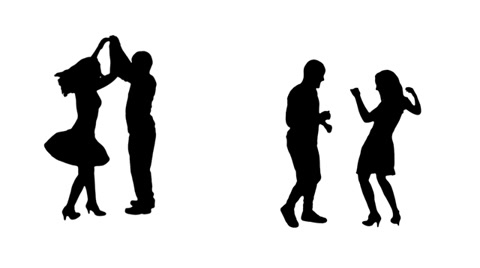 480x268 Salsa Dancers Silhouettes Stock Video