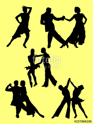 377x500 Tango Salsa Couple Dancer Silhouette Good Use For Symbol, Logo