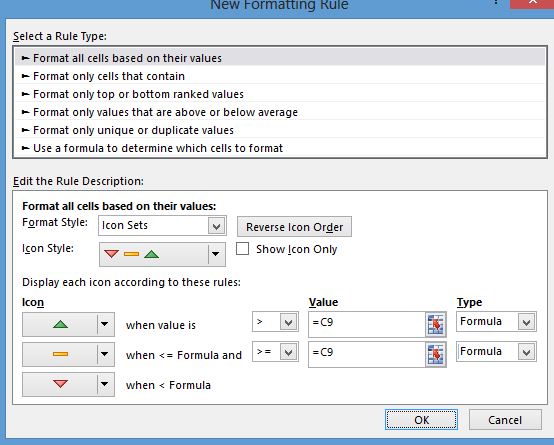 554x445 Excel Conditional Formatting Using Icon Sets