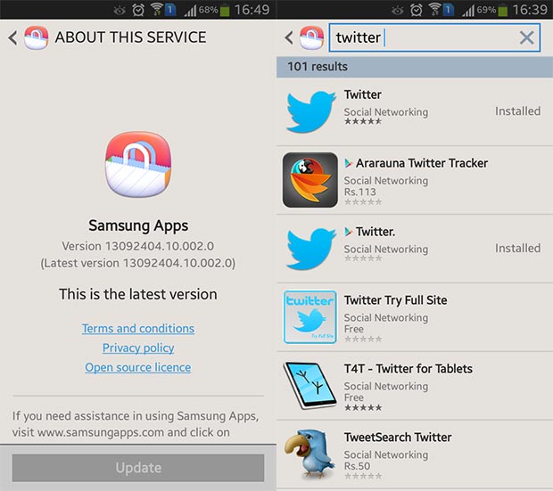 620x551 Samsung Apps Mobile App Gets An Update, Shows Play Store Apps