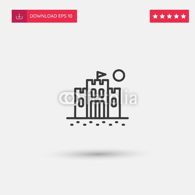 400x400 Outline Sand Castle Icon Isolated On Grey Background Modern Simple