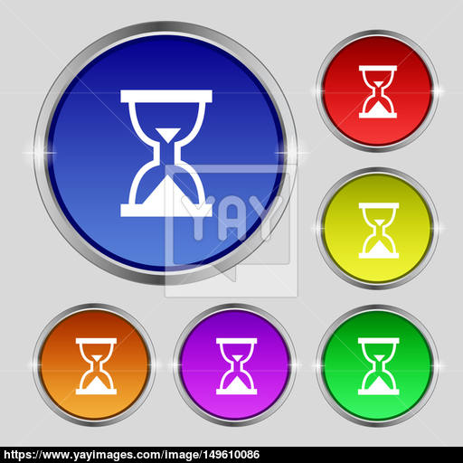 512x512 Hourglass, Sand Timer Icon Sign Round Symbol On Bright Colourful
