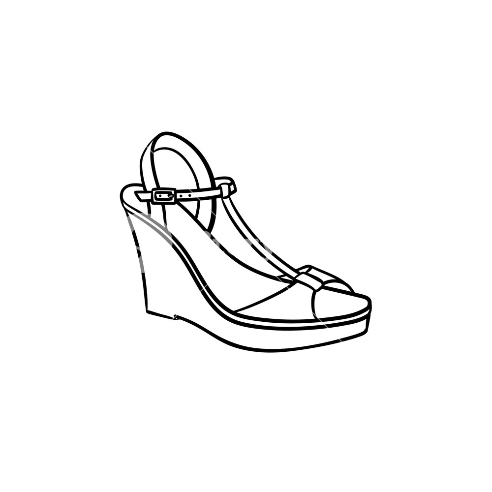 1000x1000 Wedge Sandal Hand Drawn Outline Doodle Icon Royalty Free Stock