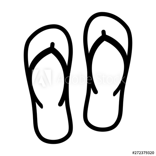 500x500 Flip Flops Sandal Beach Wear Line Art Vector Icon For Apps