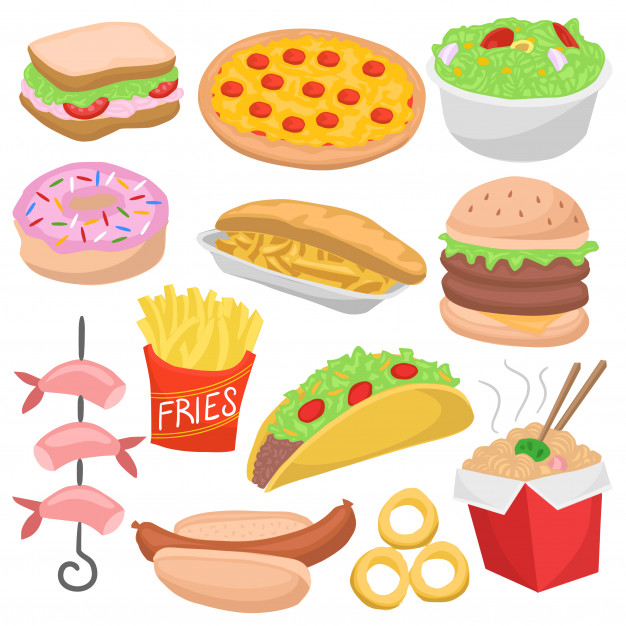 626x626 Fast Food Doodle Color Menu Icon Restaurant Meals Vector Premium