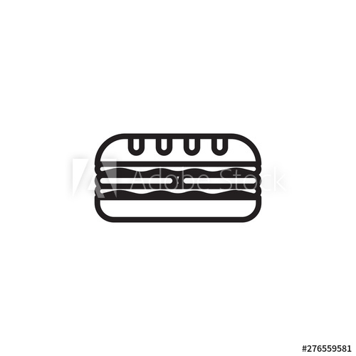 500x500 Sandwich Line Vector Icon Fast Food Sign For Menu Design