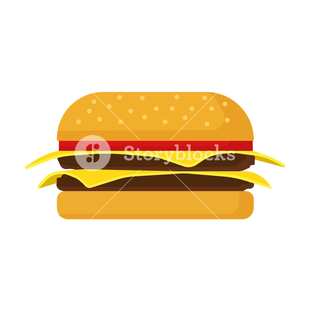 1000x1000 Burger Fast Food Vector Icon Cheese Bread Bun Meat Lettuce