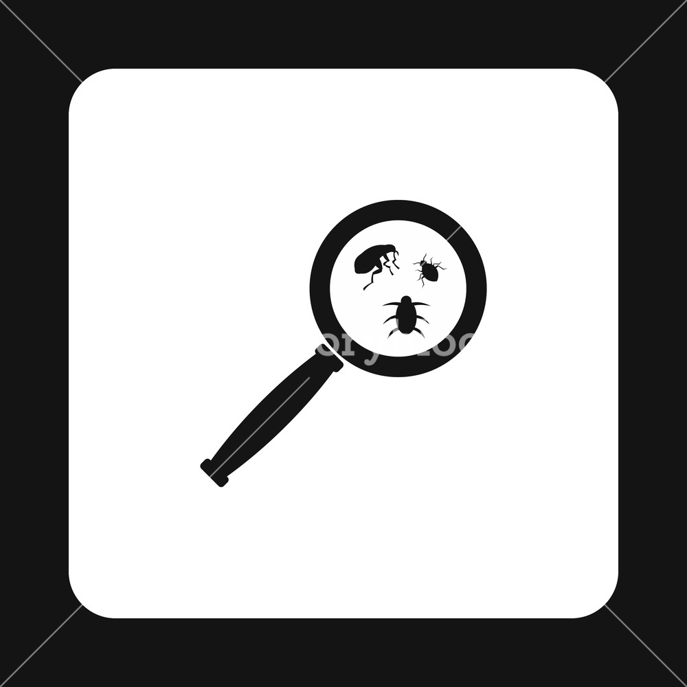 Magnifier And Insects Icon In Simple Style Isolated On White 1000x1000 Magnifier And Insects Icon In Simple Style Isolated On White