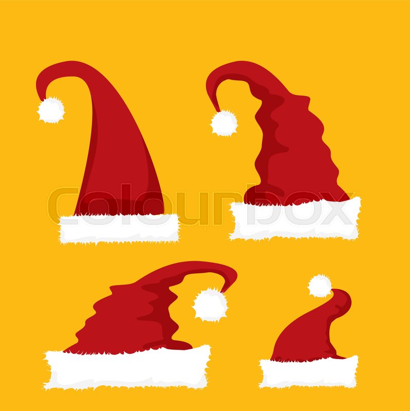 798x800 Vector Red Santa Hat Icon Set Santa Stock Vector Colourbox