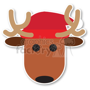 300x300 Reindeer With Santa Hat Icon Vector Art Clipart Royalty Free Gif