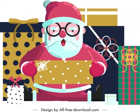 468x375 Santa Icon Colored Cartoon Character Sketch Vectors Stock