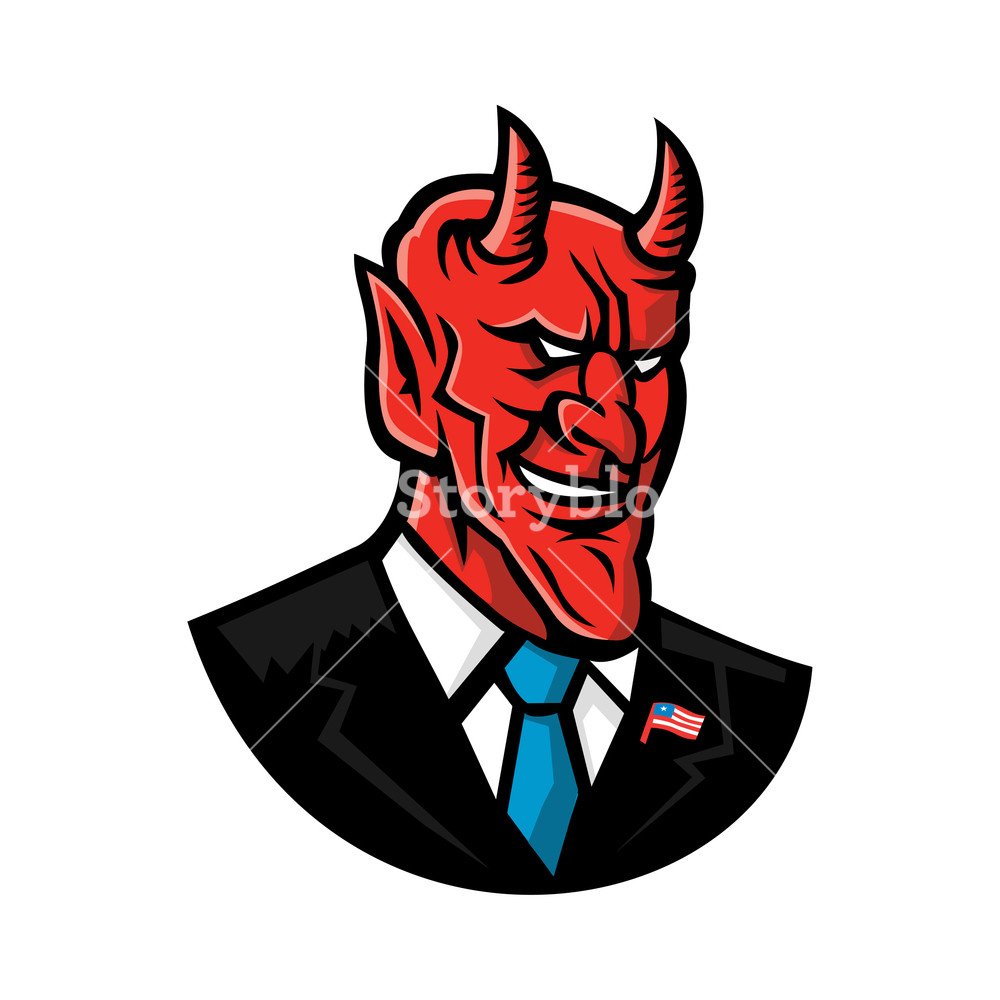1000x1000 Mascot Icon Illustration Of Bust Of A Demon, Devil Or Satan