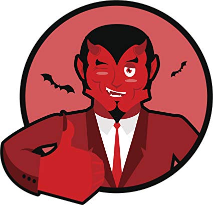 425x409 Satan Approves Thumbs Up Cartoon Icon Vinyl Decal