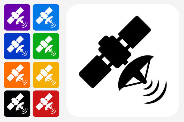 600x398 Satellite Icon Square Button Set Art Print