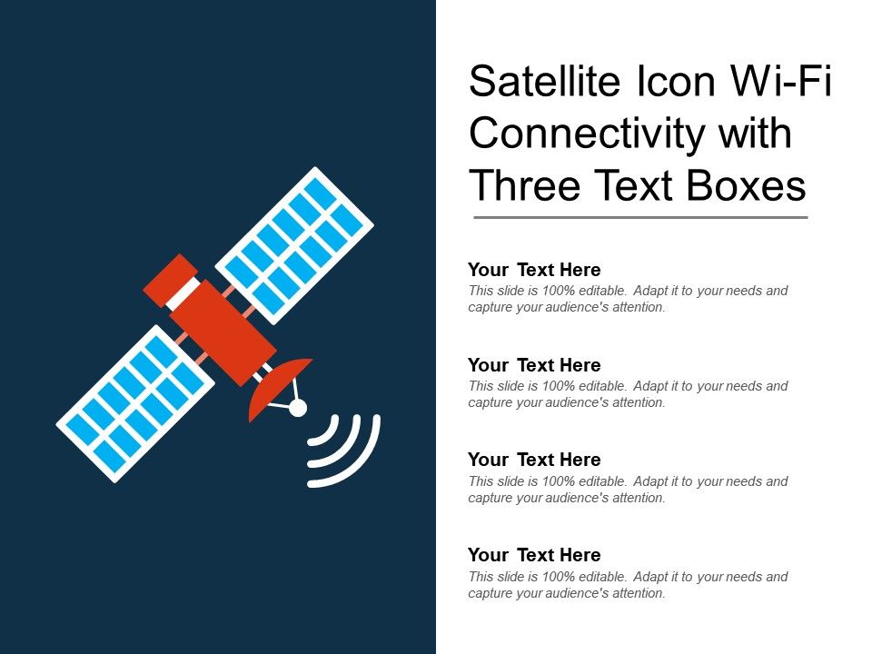 960x720 Satellite Icon Wi Fi Connectivity With Three Text Boxes