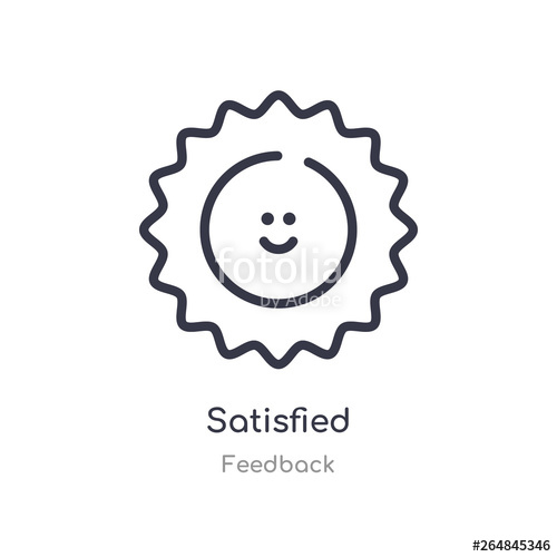 500x500 Satisfied Outline Icon Isolated Line Vector Illustration