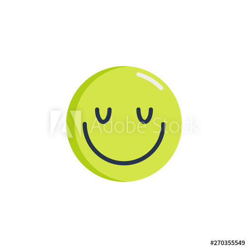 500x500 Happy Face Emoticon Flat Icon, Satisfied Face Emoji Vector Sign