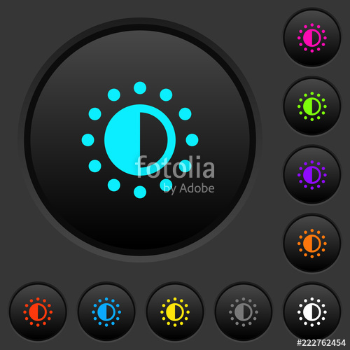 500x500 Saturation Control Dark Push Buttons With Color Icons Stock Image