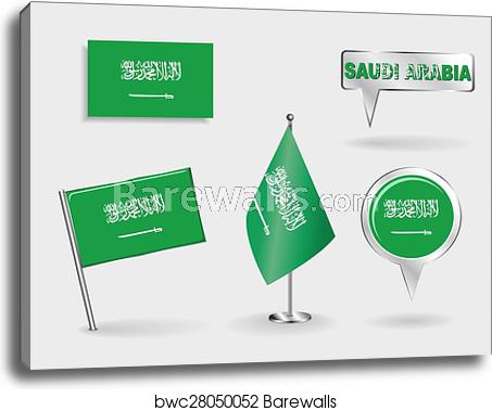 453x379 Set Of Saudi Arabian Pin, Icon And Map Pointer Flags Vector