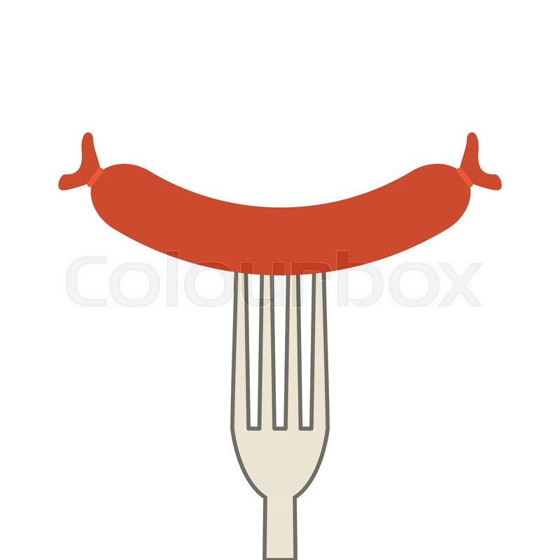 800x800 Flat Design Fork With Sausage Icon Stock Vector Colourbox