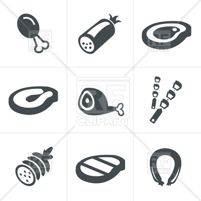 400x400 Meat And Sausage Icon Set Vector Image Of Food And Beverages
