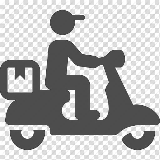 512x512 Man Riding Motor Scooter Illustration, Pizza Delivery Computer
