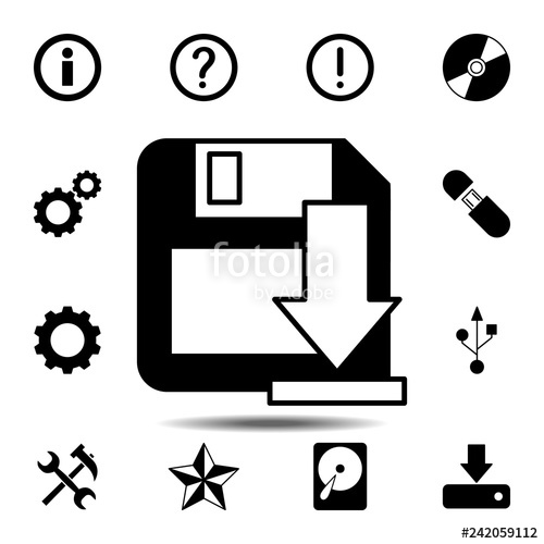 500x500 Save The Disk With The Arrow To The Floppy Icon Simple Glyph