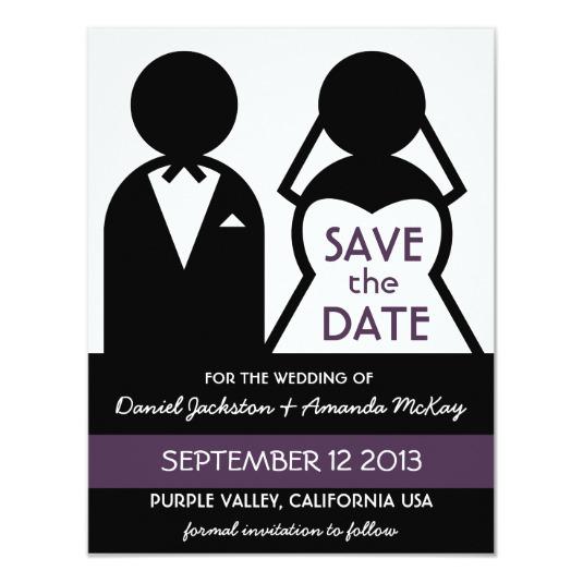 Mod Casual Icon Save The Date Purple Paper Invitation 535x535 Mod Casual Icon Save The Date Purple Paper Invitation