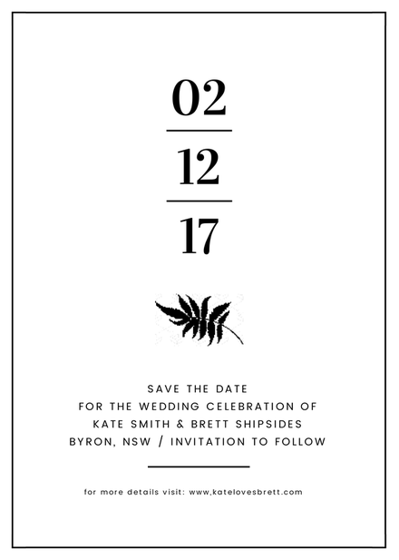Stacked Date Save The Date Invitation With Leaf Icon 440x617 Stacked Date Save The Date Invitation With Leaf Icon