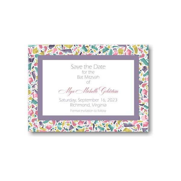 Trendy Terrazzo Save The Date Card 600x600 Trendy Terrazzo Save The Date Card