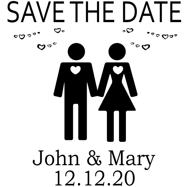 Custom Couple Icon Save The Date Stamp 600x600 Custom Couple Icon Save The Date Stamp