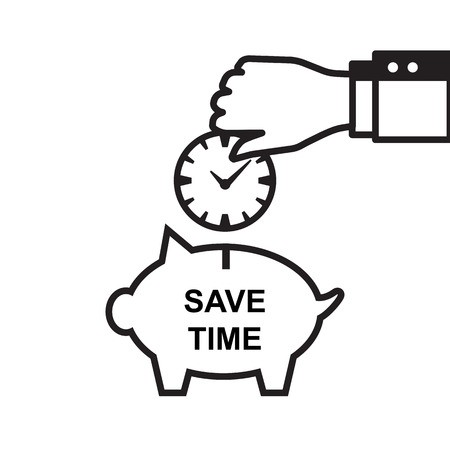 450x450 Save Time And Money Icon Hand Holding A Clock Over The Piggy Bank