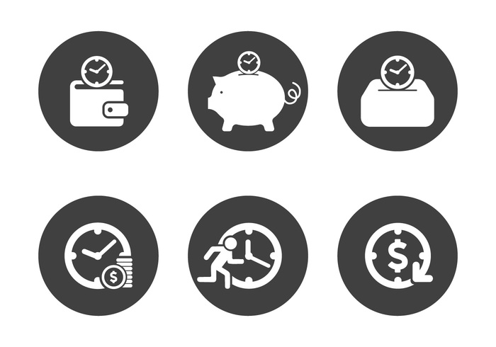 700x490 Vector Time Is Money Icon Set