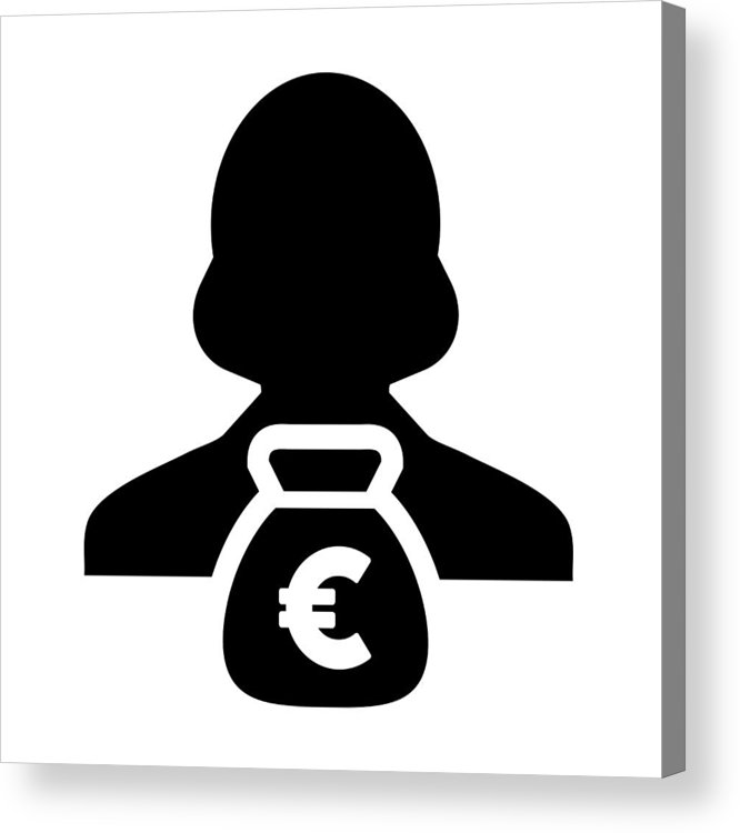 666x750 Euro Sign Icon Vector Female Person Avatar Symbol With Money Bag