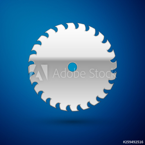 500x500 Silver Circular Saw Blade Icon Isolated On Blue Background Saw